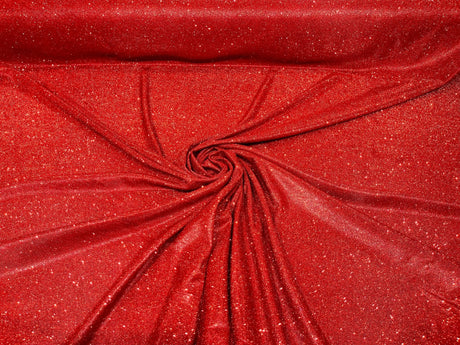 Red Moon Shadow Shimmer Glitter Fabric - Full Glitter Covered, Red, 58/60" Width (1 Yard)
