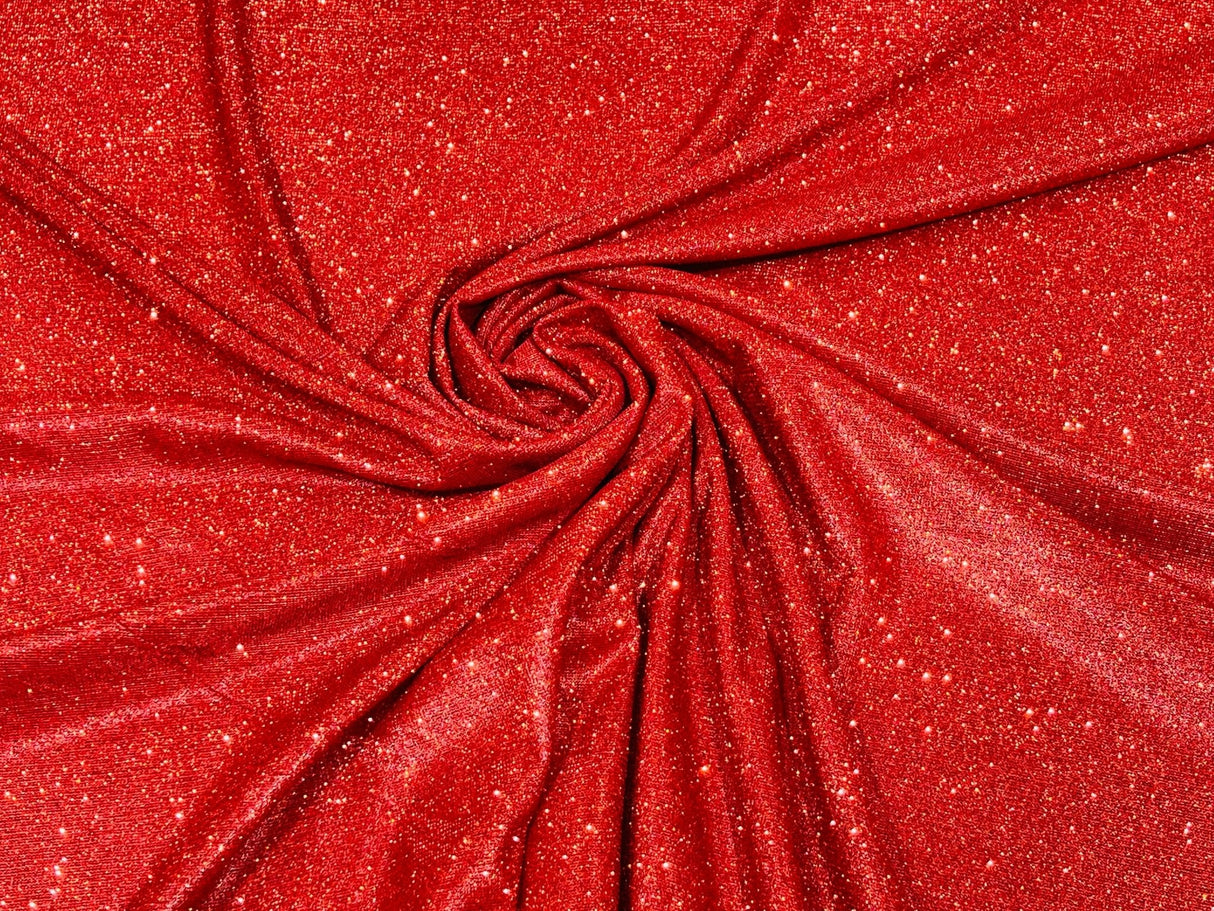 Red Moon Shadow Shimmer Glitter Fabric - Full Glitter Covered, Red, 58/60" Width (1 Yard)