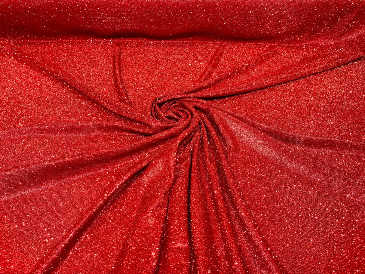 Red Moon Shadow Shimmer Glitter Fabric - Full Glitter Covered, Red, 58/60" Width (1 Yard)