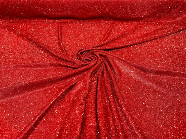 Red Moon Shadow Shimmer Glitter Fabric - Full Glitter Covered, Red, 58/60" Width (1 Yard)