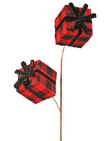 24” Buffalo Plaid Package with Bow Spray