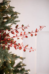 32” Glitter Red/Green Smilax Spray