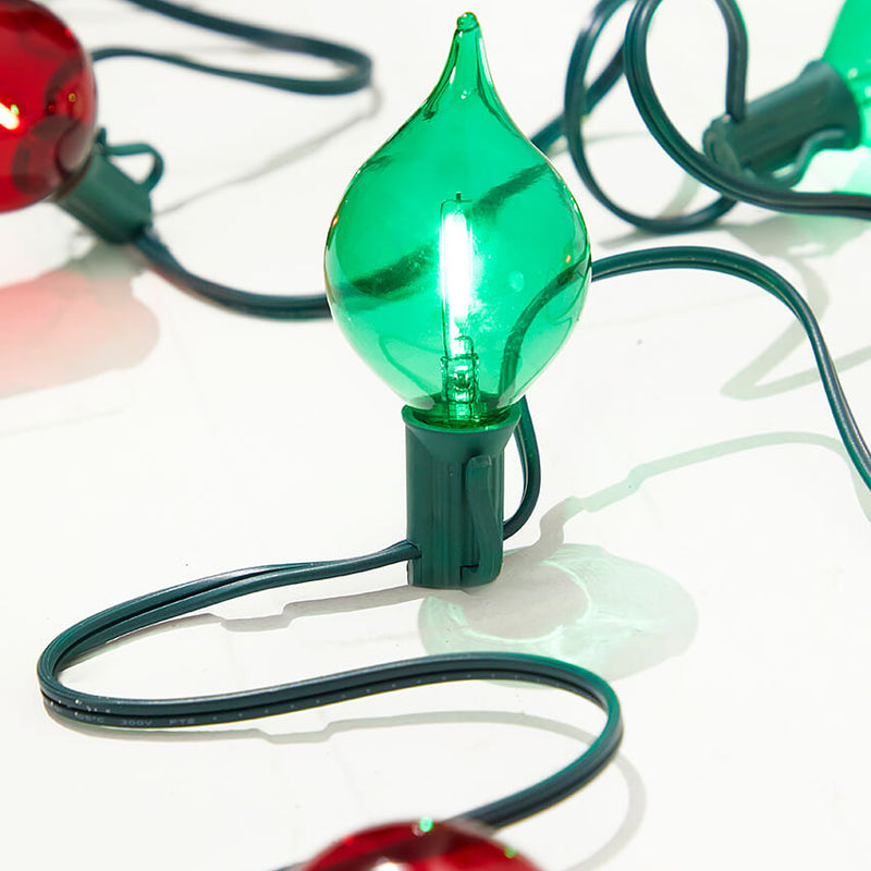 128" LED Retro Kismet Light Strand X8 - Red & Green