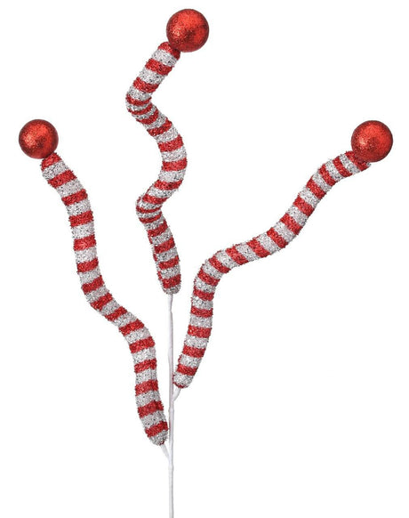Peppermint Twist Ball Spray 35 Inch Tinsel Christmas Tree Decor