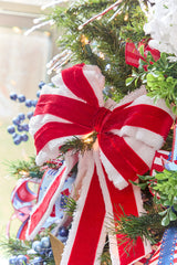 16" x 10” Velvet Ice Fur Double Bow Ornament