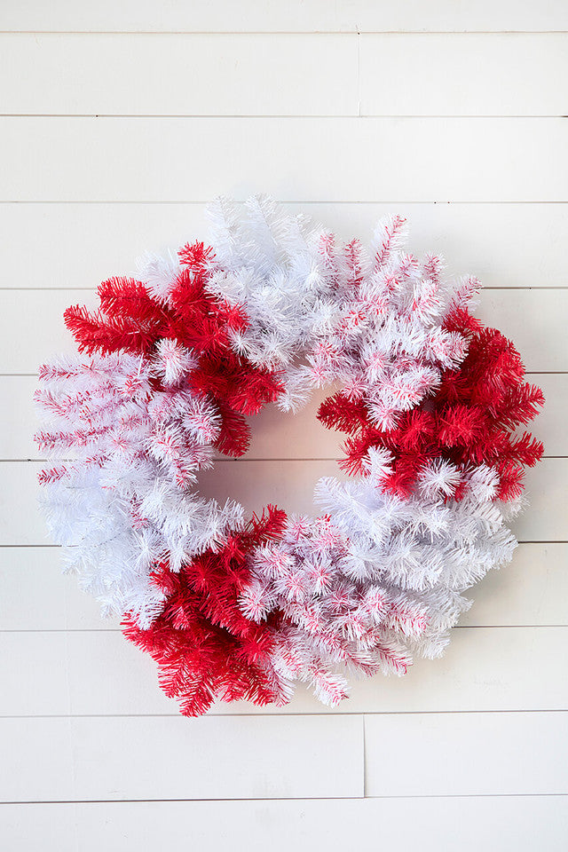 Caprico Red White Wreath 30Inch Festive Holiday Decor