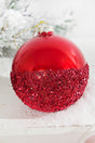 Red and White Glass Ornaments with Glitter