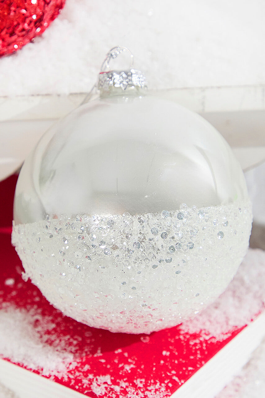Red and White Glass Ornaments with Glitter