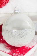 Red and White Glass Ornaments with Glitter