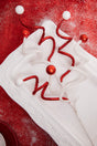 23” Red & White Glitter Curly Ball Stem