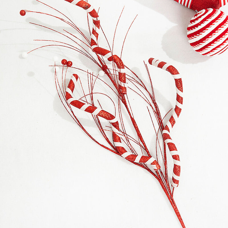34 Inch Red and White Twist Grass Spray Decorative Christmas Stem Accent
