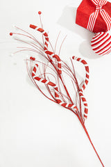 34" Red and White Twist Grass Spray