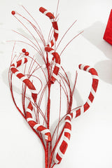 34" Red and White Twist Grass Spray