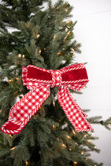 8” Red and White Plaid Bow