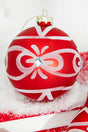 4" Red and White Swirl Glass Ornament