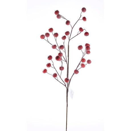26” Beaded Crabapple Spray – Red Festive Holiday Decorative Stem