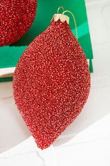 6" Beaded Red Glass Ornament Christmas Decor
