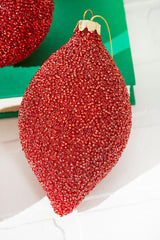 6" Beaded Red Glass Ornament
