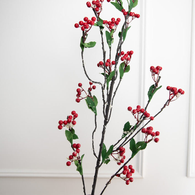 46” Red Berry Branch with Leaves
