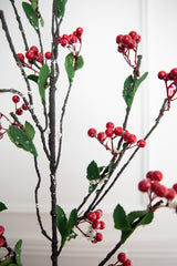 46” Red Berry Branch with Leaves