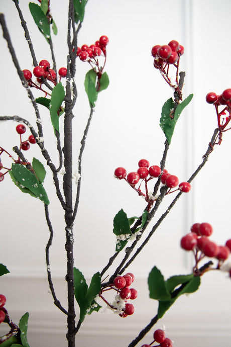 46” Red Berry Branch with Leaves