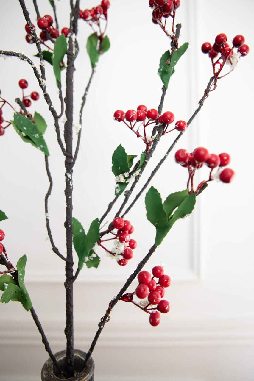 46” Red Berry Branch with Leaves