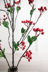 46” Red Berry Branch with Leaves