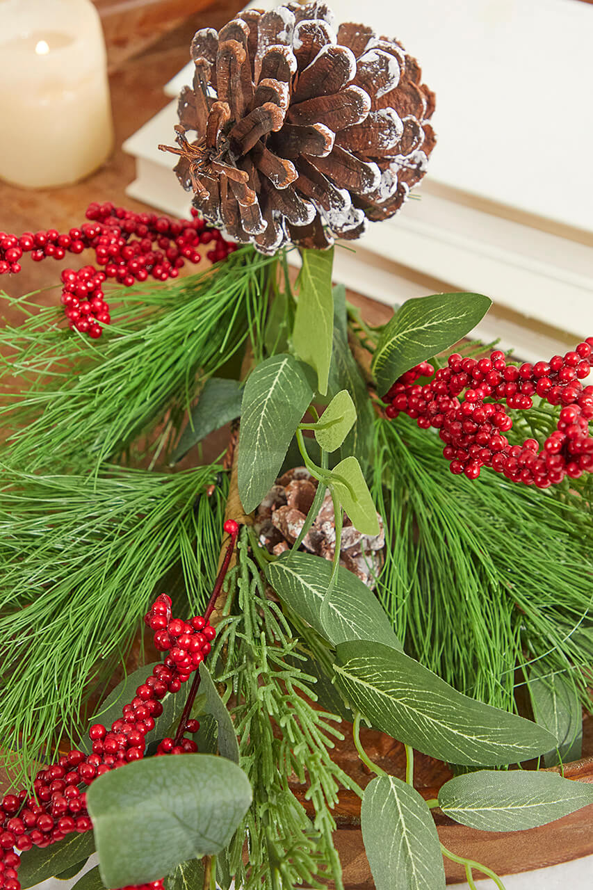 32” Mixed Pinecone Berry Spray