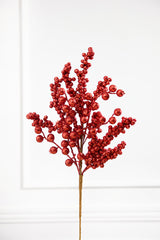 20" Red Glitter Berry Spray