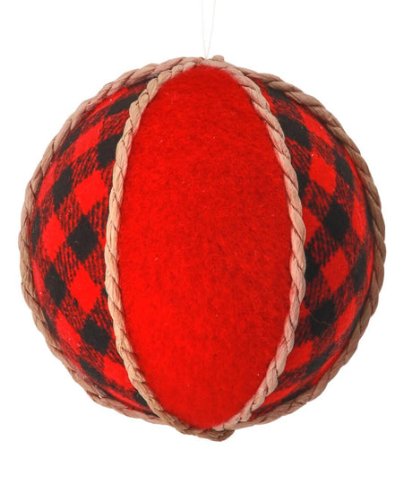 4” Red and Black Buffalo Check Ball Christmas Ornaments