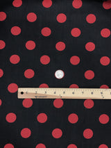 Red Dots Black Poly Cotton Fabric - Black With Red Big Polka Dots, 59/60" Width (1 Yard)