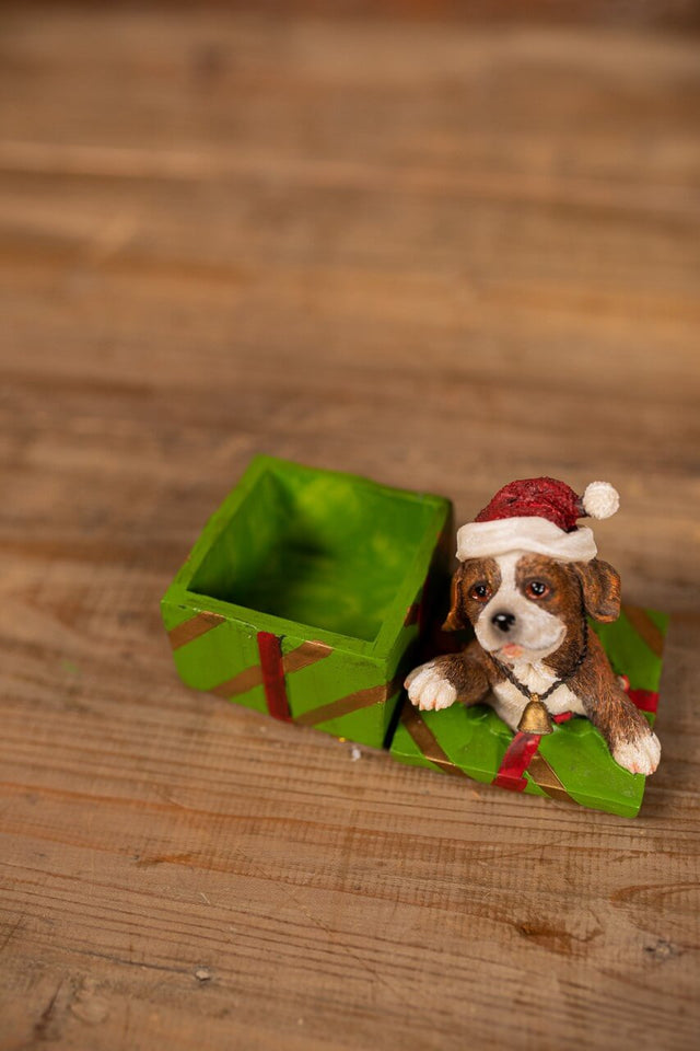 Dog Gift Box Holiday Accent