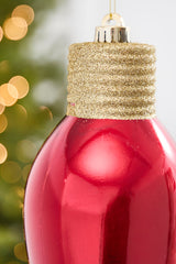 9" Metallic Red Light Bulb Ornament