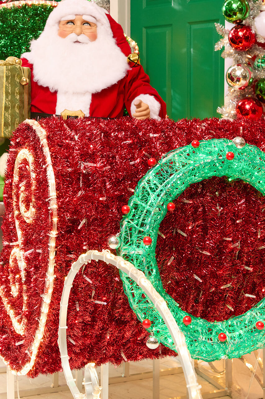 6 Ft Giant Red Christmas Sleigh Outdoor LED Holiday Display