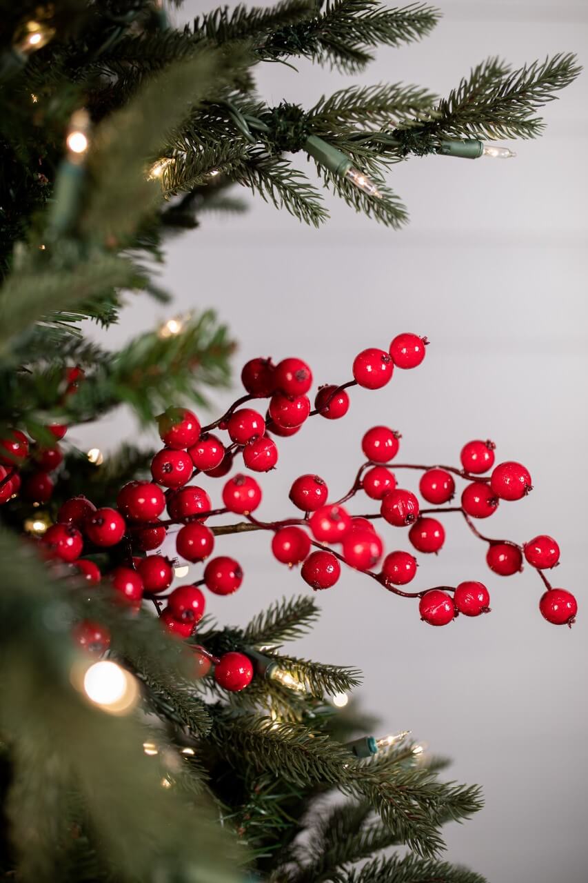 29” Cardinal Red Crabapple Christmas Spray