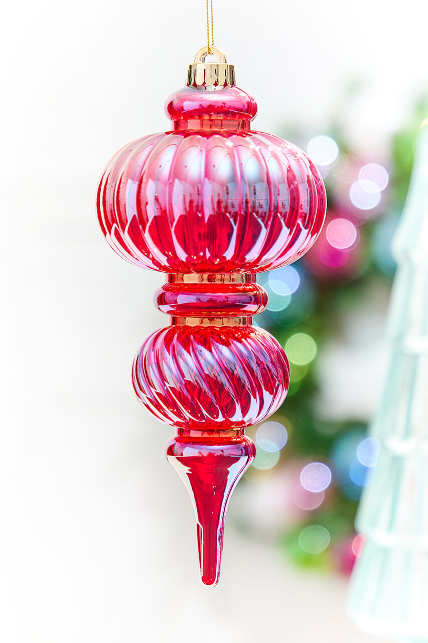 10" Red Iridescent Chandelier Ornament