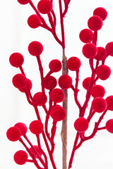 27" Red Flocked Berry Spray