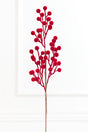 27" Red Flocked Berry Spray