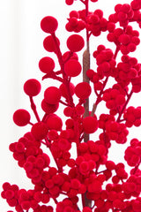 29" Red Flocked Cluster Berry Spray