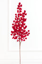 29" Red Flocked Cluster Berry Spray