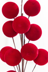 24" Red Flocked Large Berry Spray