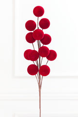 24" Red Flocked Large Berry Spray