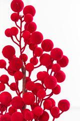 37" Grand Red Flocked Berry Cluster Spray