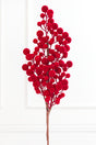 37" Grand Red Flocked Berry Cluster Spray