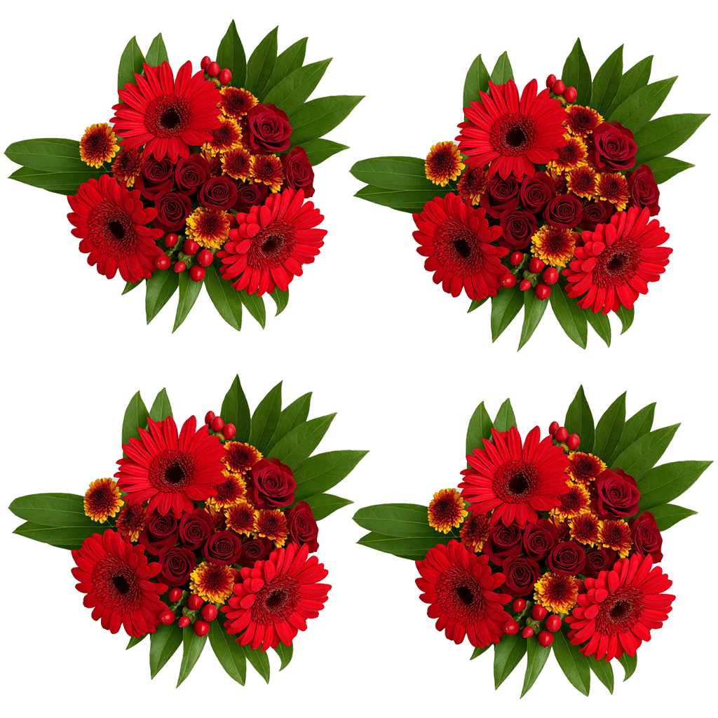 8 Red Fall Flower Bouquets Autumn Arrangement Set