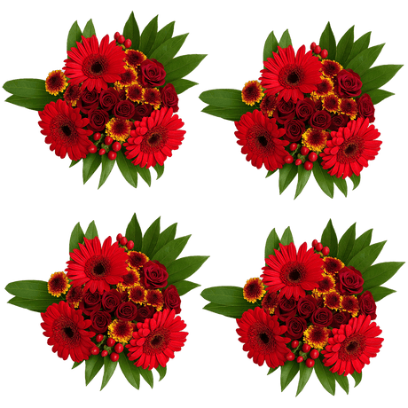 8 Red Fall Flower Bouquets Autumn Arrangement Set