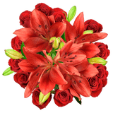 Romantic Rose & Lily Fresh Flower Bouquet Premium Floral Gift