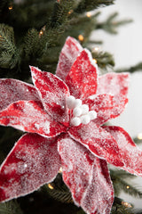 22” x 13" Sugar Poinsettia Spray - Red