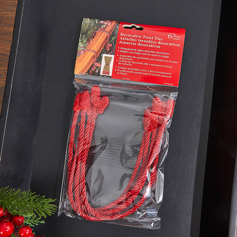 16” Red Decorative Twist Ties