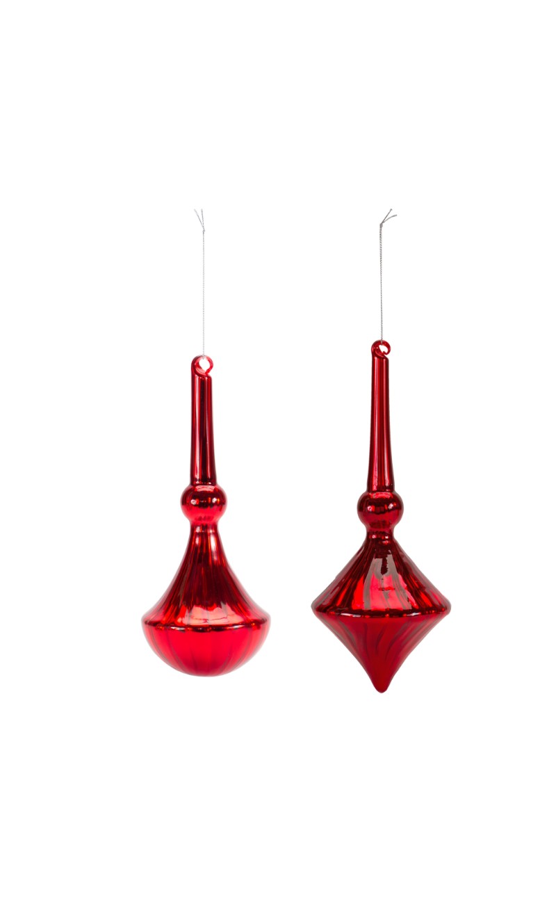 10" Red Glass Drop Ornament
